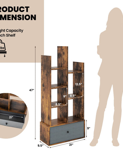 Étagère 9 cubes Giantex avec 2 tiroirs - Bibliothèque ouverte autoportante industrielle avec dispositif anti-basculement