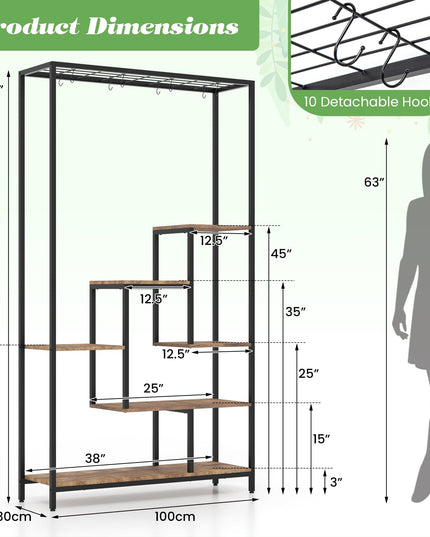 Giantex 71" Tall Plant Stand Indoor, 6-Tier Metal Plant Shelf with 10 Hanging Hooks