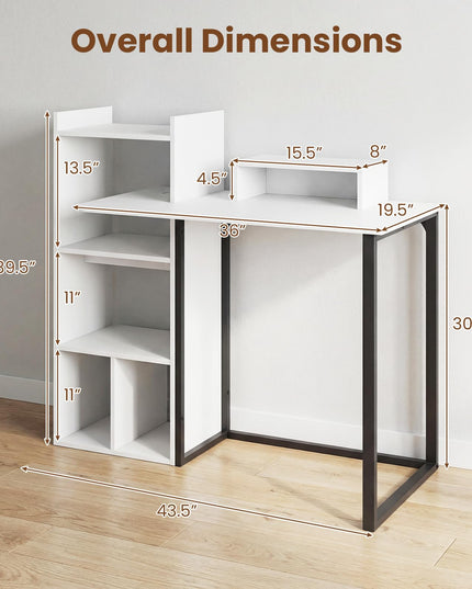 Giantex Bureau informatique de 110 cm avec prises électriques pour petits espaces