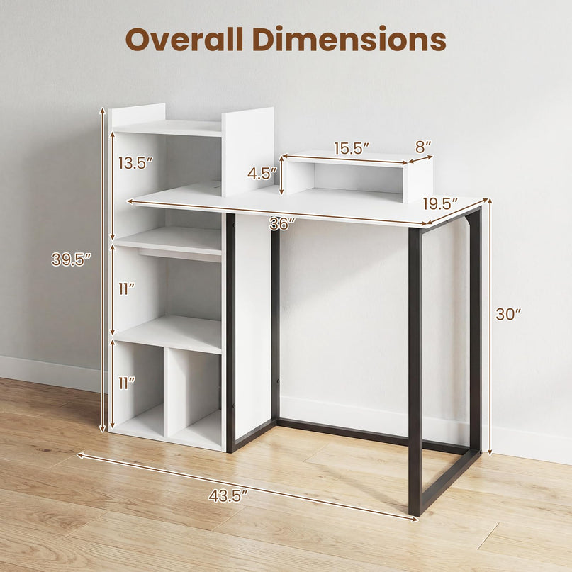 Giantex 43.5" Computer Desk with Power Outlets for Small Spaces