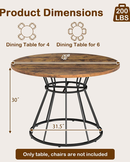 Giantex 47" Farmhouse Kitchen Table with Sturdy Metal Frame