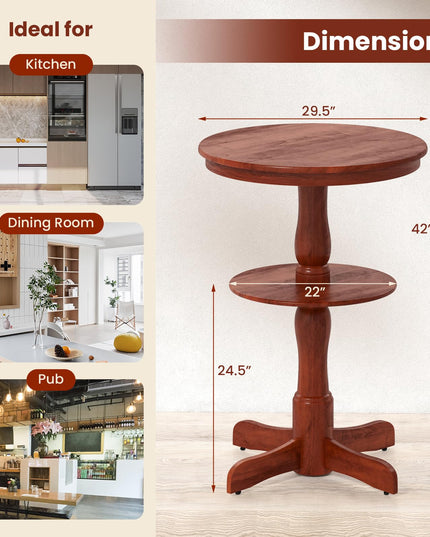 Giantex 2 Tier Tall Round Dining Table with Pedestal Base