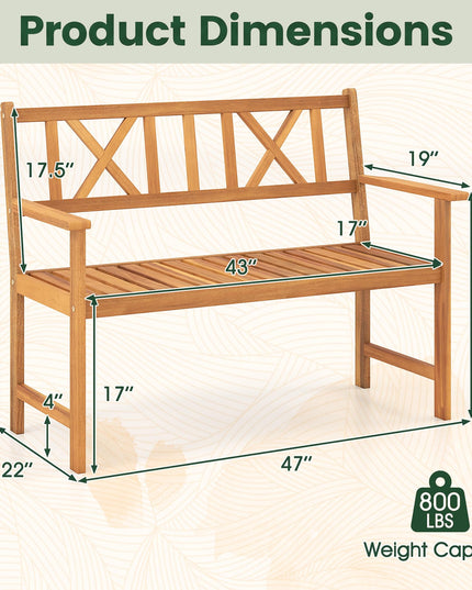 GIANTEX 2-Person Outdoor Acacia Wood Loveseat Bench