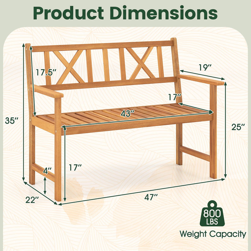 GIANTEX 2-Person Outdoor Acacia Wood Loveseat Bench