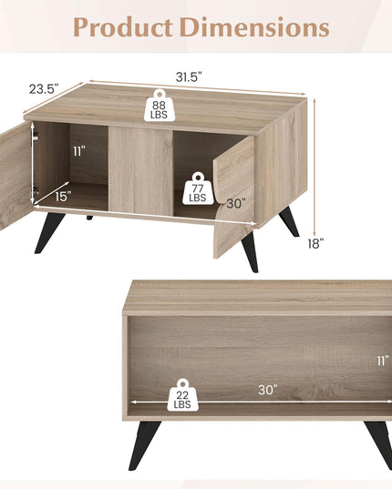 Giantex Mid Century Modern Coffee Table with Storage Accent Cocktail Table