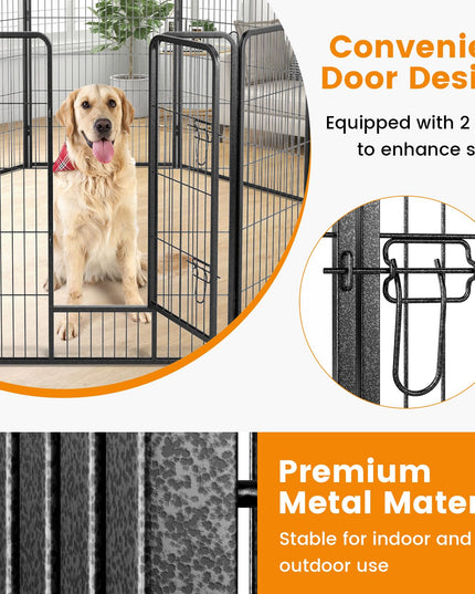 Giantex Dog Playpen Outdoor 40" H - 8/16 Panels Metal Pet Fence for Large Dogs, Heavy Duty Dog Pen Exercise Fence with Door