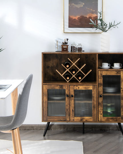Giantex Storage Cabinet, Industrial Buffet Sideboard with Storage, 3 Door Wood Cupboard, 2 Creadenzas 2 Shelves