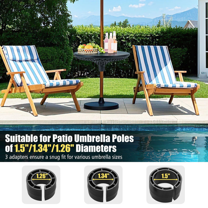 Patio Umbrella Table Tray - 23'' Portable Outdoor Side Table with Umbrella Hole for 1.5", 1.34" & 1.26" Poles
