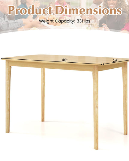 Giantex 48" L Rectangular Wooden Dining Table, Solid Rubber Wood Kitchen Table (Natural)