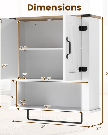 Giantex Bathroom Wall Cabinet with Towel Bar Above Toilet