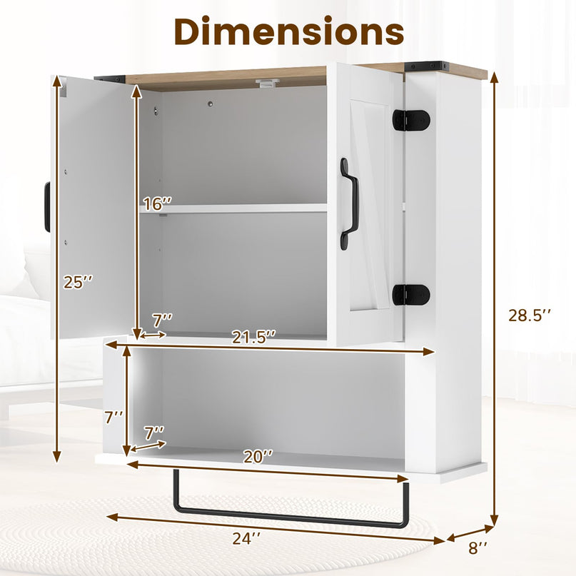Giantex Bathroom Wall Cabinet with Towel Bar Above Toilet