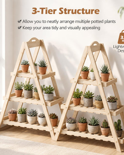 Giantex 3-Tier Plant Stand Indoor w/ Slatted Shelves