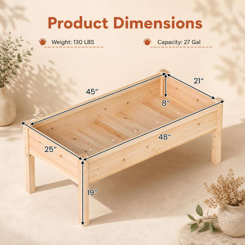 GIANTEX 48" Raised Garden Bed with Drainage Holes & Slotted Corner Posts (1/2)
