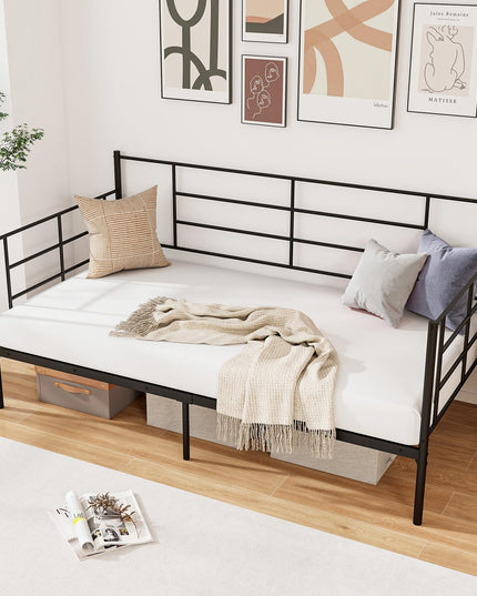 Giantex Metal Twin Daybed, Twin Size Platform Bed with High Headboard & Extra Support Leg