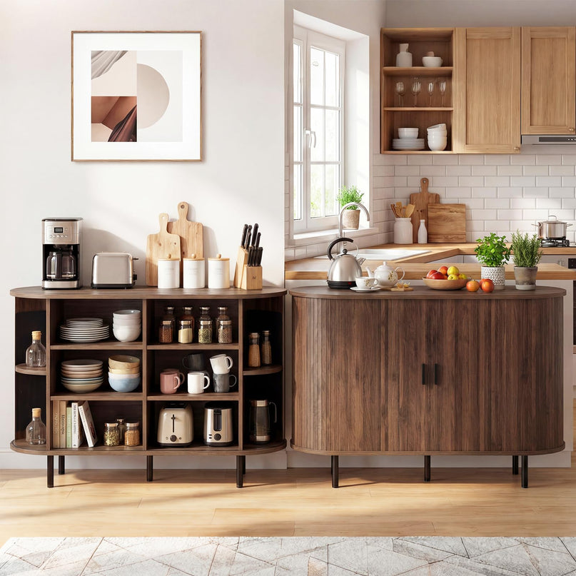 Giantex 47'' Fluted Sideboard Buffet Cabinet with Tambour Sliding Doors