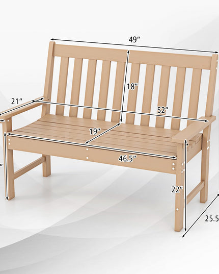 Giantex Outdoor Bench, 52-Inch Outside Bench All-Weather HDPE Park Bench with Backrest and Armrests