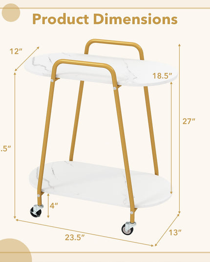 Giantex 2-Tier Gold Rolling Cart for Home Kitchen