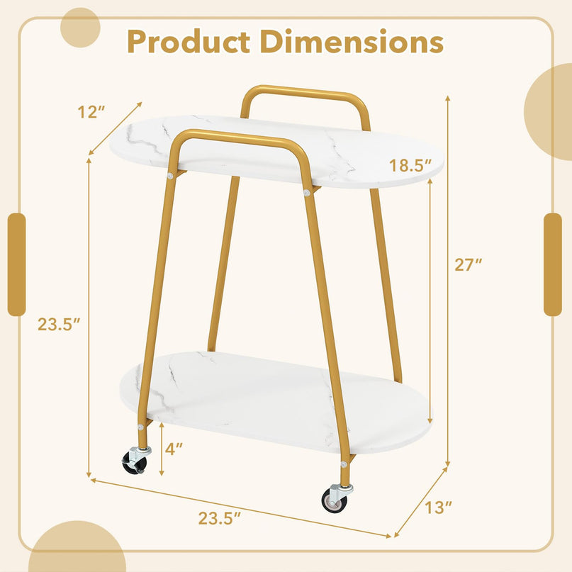 Giantex 2-Tier Gold Rolling Cart for Home Kitchen