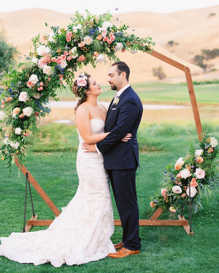 Giantex 7 FT Heptagon Solid Wood Arbor for Wedding Backdrop Stand