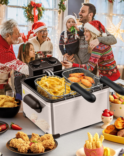 1700W Electric Deep Fryer with 3 Baskets - Giantex