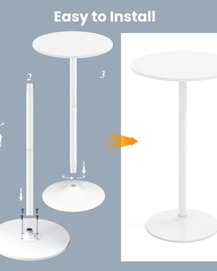 Giantex Two-in-one Bar Table with Detachable Pole, Metal Base, 24" Round Top, 40"/22" Two Convertible Height