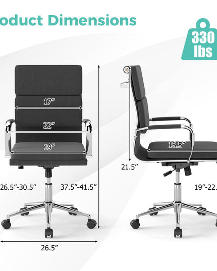 Giantex Ergonomic Office Chairs Mid Back Fabric Desk Chairs with Armrest