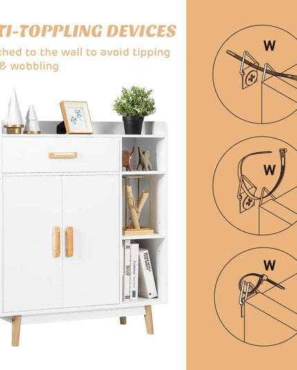 Floor Storage Cabinet Free Standing Cupboard Chest with 1 Drawer