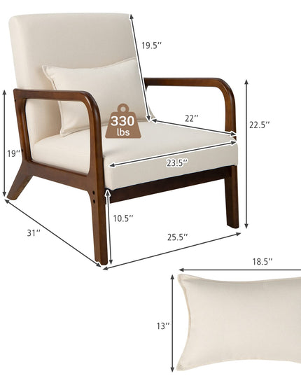 Giantex Modern Accent Chair with Pillow - Comfy Upholstered Lounge Armchair with Anti-Slip Felt Pads
