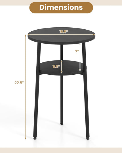 Giantex 2-Tier Round Side Table w/Metal Frame (1/2)