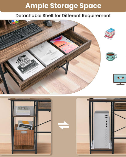 Giantex Computer Desk with Monitor Shelf