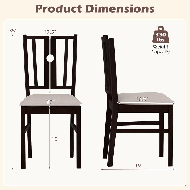 Giantex Upholstered Rubber Wood Dining Chairs Set of 2/4