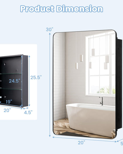 Giantex Medicine Cabinet Mirror, 20x30” Bathroom Cabinet with Beveled Mirror