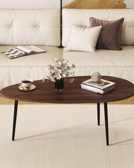 Table basse ovale Giantex, table d'appoint de style Mid-Century Modern