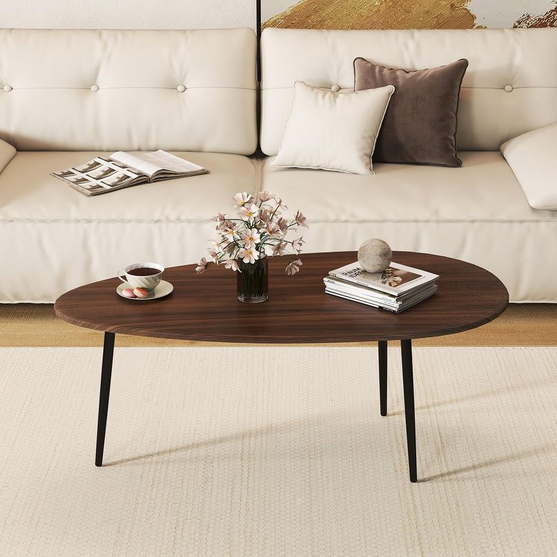 Table basse ovale Giantex, table d'appoint de style Mid-Century Modern
