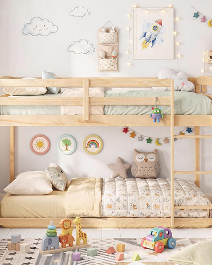 GIANTEX Full Over Full Bunk Bed with Full-Length Guardrails