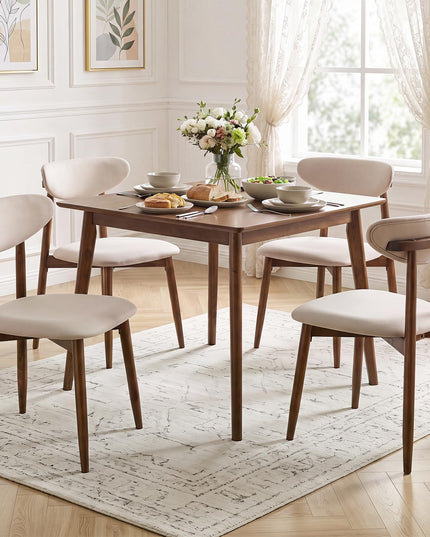 Giantex Wooden Dining Chairs Set of 2/4 with Curved Back & Fabric Padded Seat