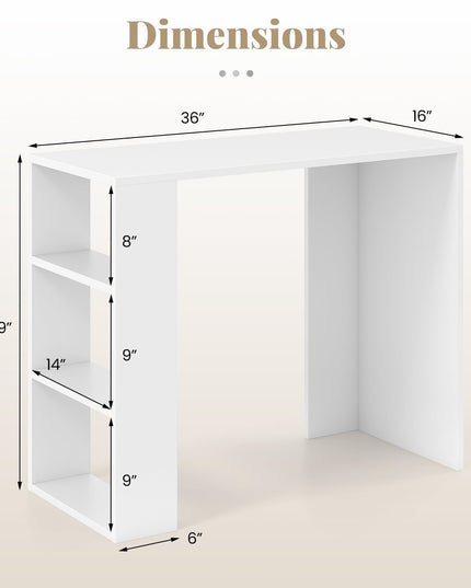Giantex 36 Inch Compact Home Office Desk with Storage Open Shelves and Anti Tipping Kit