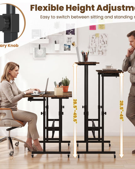 GIANTEX Mobile Standing Desk Adjustable Rolling Computer Desk