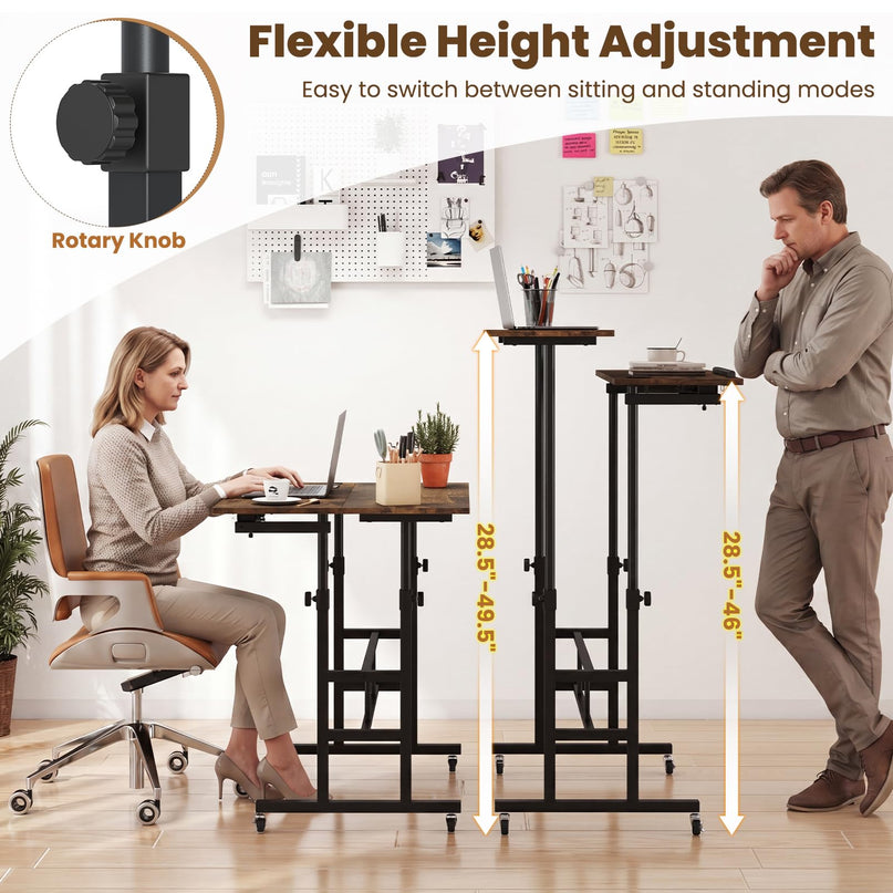 GIANTEX Mobile Standing Desk Adjustable Rolling Computer Desk