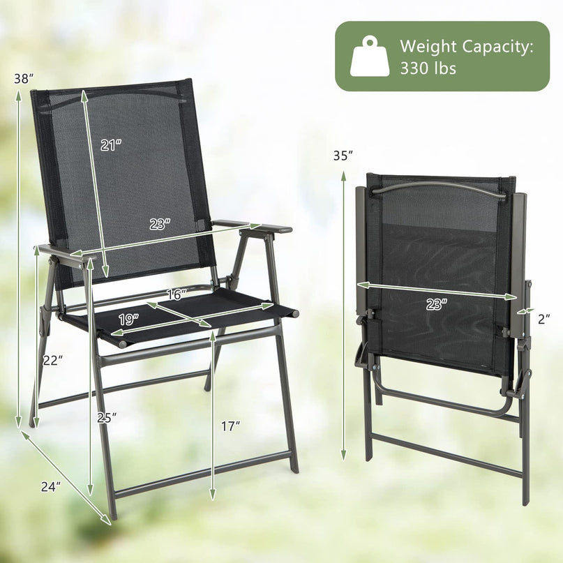 Patio Folding Chairs Set - Giantex