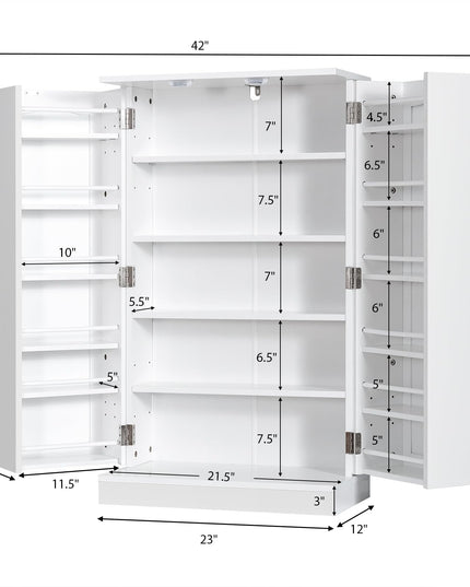 Giantex 41" Kitchen Pantry Cabinet, 2-Door Storage Cabinet with 17 Shelves