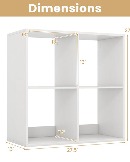 Giantex 4-Cube Bookcase, White Cubby Bookshelf w/Back Guardrail & Anti-Tipping Kits