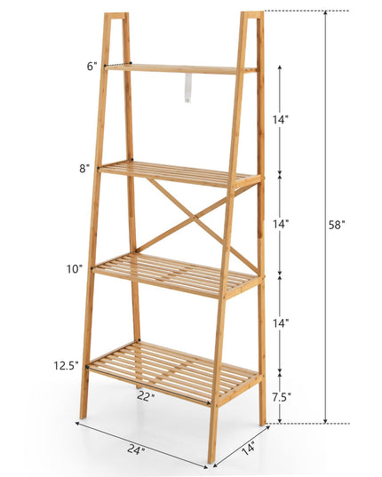 Giantex 4-Tier Bamboo Bookshelf, Multifunctional Storage Display Rack Shelves with Anti-Tipping Device