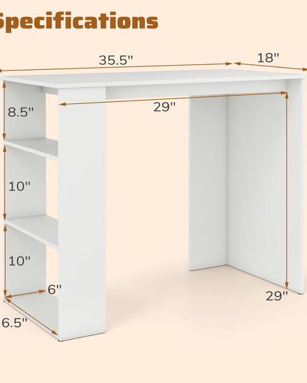 Giantex 35.5 Inch Compact Home Office Desk with Storage Bookshelf