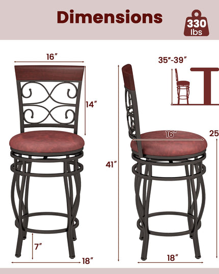 Giantex 26" Swivel Bar Stools with Upholstered PU Leather Seat & Footrest