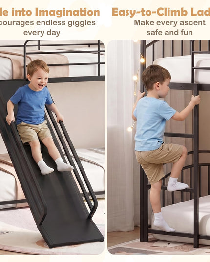 Giantex Twin Over Twin Bunk Bed with Slide & Ladder