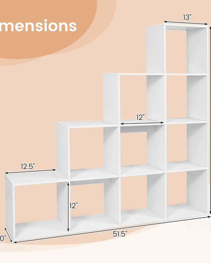 Giantex 51" Wooden 10-Cube Stepped Bookcase for Living Room