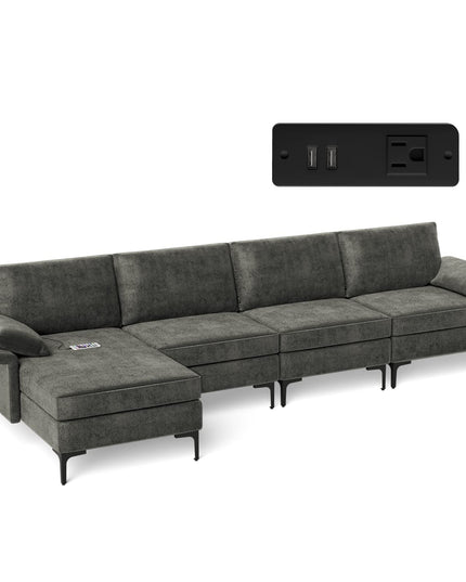 Giantex 130.5" L Convertible Sofa Couch, Sectional Sleeper