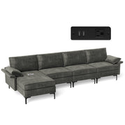 4 Seat Chaise Lounge 1 USB Socket / Grey