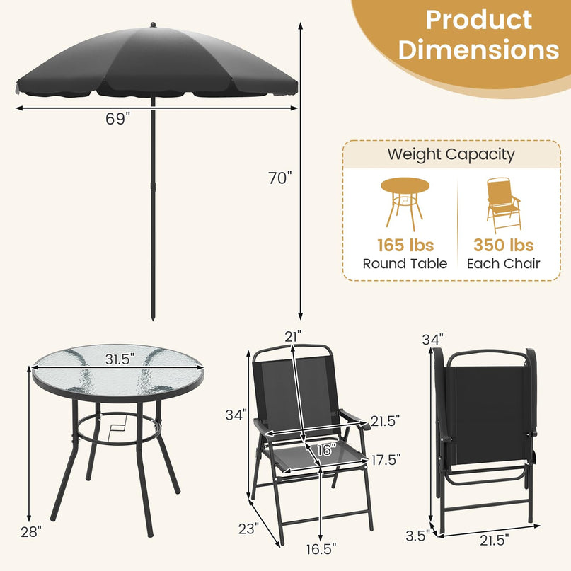 Giantex 6 Pieces Outdoor Dining Set for Lawn